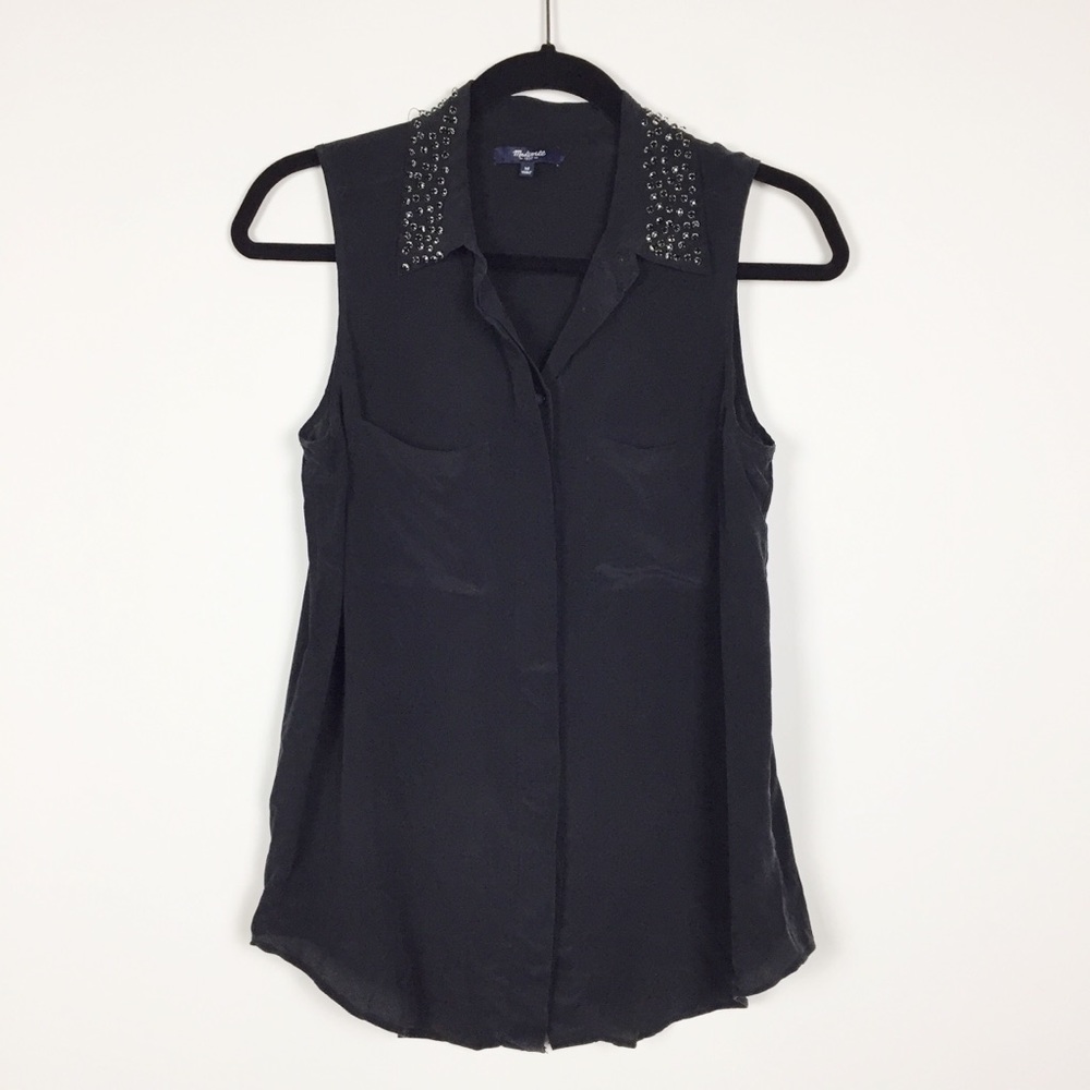 Madewell Black Silk Twinklelight tank sz M
